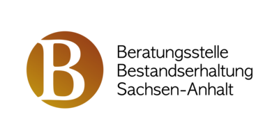 Logo B in gelben Kreis, Beratungsstelle Bestandserhaltung Sachsen-Anhalt