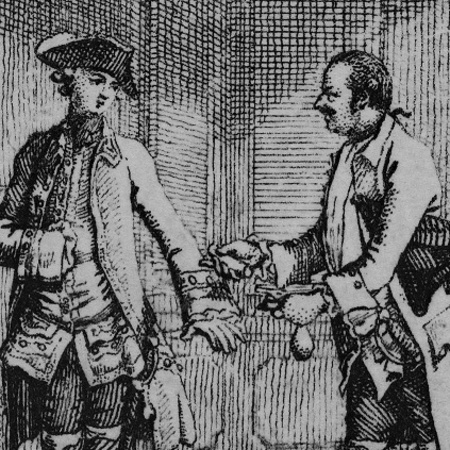 Daniel Chodowiecki: Illustration zu Lessings Minna von Barnhelm, 1769, Gleimhaus