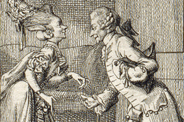 Daniel Chodowiecki: Der Gruß. Aus der Serie Natürliche und affektierte Handlungen des Lebens, 1778, Gleimhaus