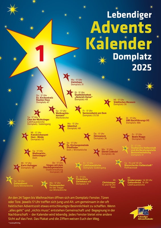 Plakat Lebendiger Adventskalender 2025; Jörg Loose/Ideengut 